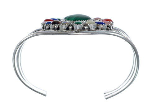 Navajo Native American Sterling Silver Malachite Treasure Cuff Bracelet NX11778